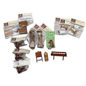Vintage LeeWards Creative Crafts Minituare Wood Dollhouse Furniture Mixed Lot